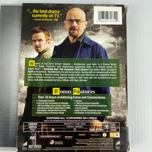 Breaking Bad Complete Third Season 3 DVD Set Crime Drama TV Series - Picture 2 of 9